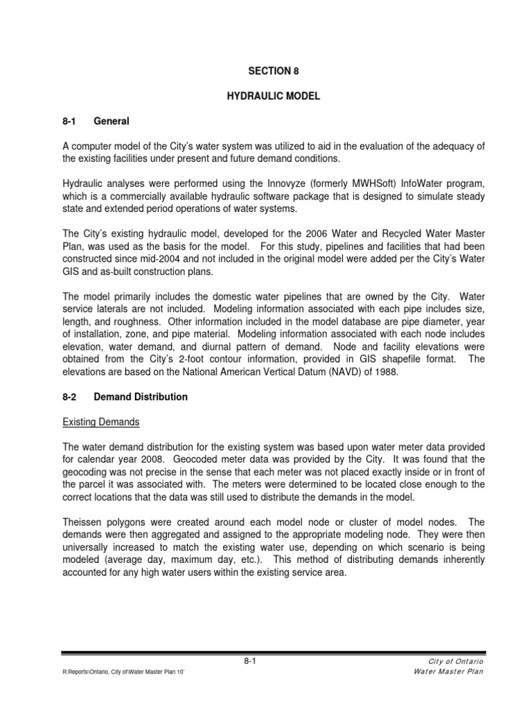 Section 8 Hydraulic Model PDF Geographic Information System Computing