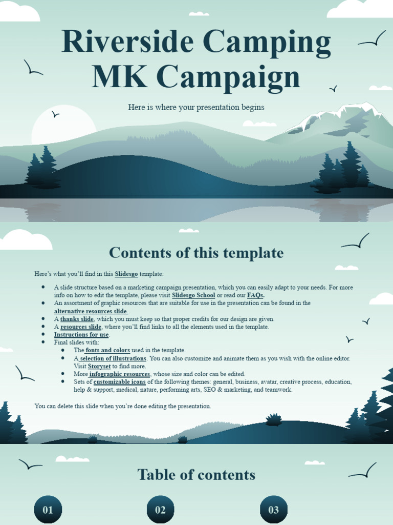 Riverside Camping MK Campaign by Slidesgo PDF Solar System