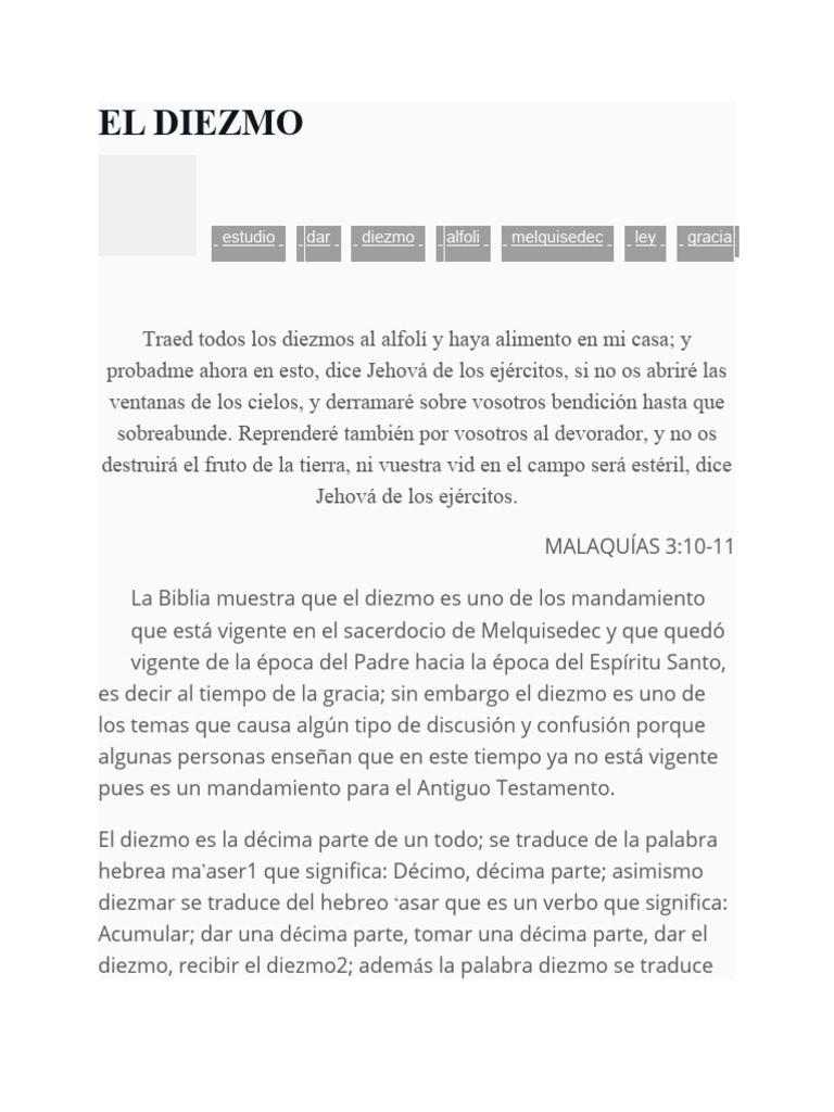 El Diezmo: Fundamentos y Vigencia | PDF | Diezmo | Abrahán