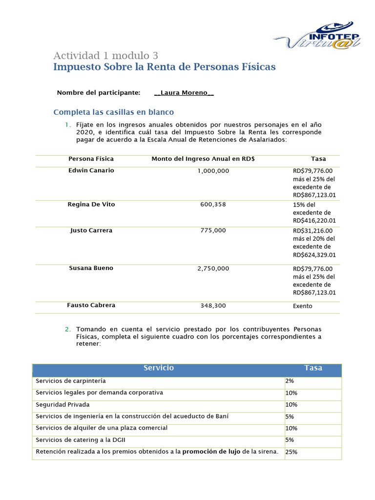 Actividad 1 ISR | Descargar gratis PDF | Impuesto sobre la renta ...