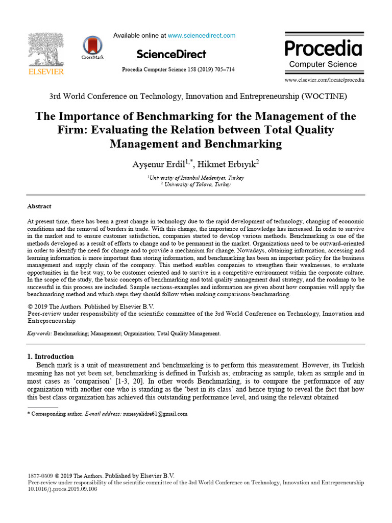 Benchmarking and Total Quality Management | PDF | Benchmarking ...