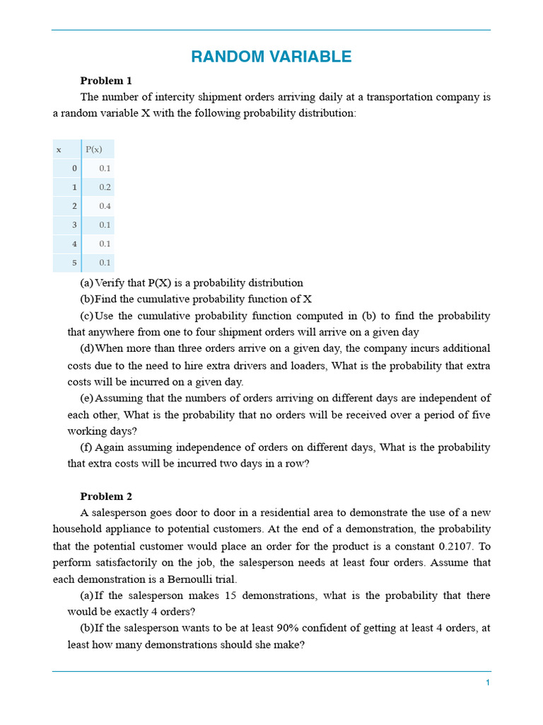 Probability and Statistics Problems Overview | PDF | Normal ...