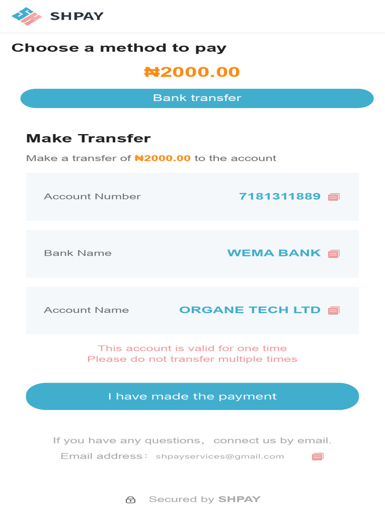One-Time Bank Transfer Instructions | PDF