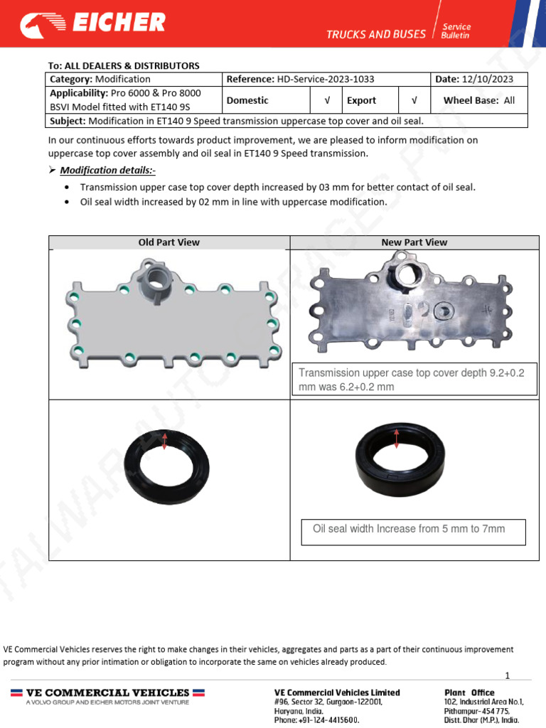 ET140 Transmission Modification Notice | PDF | Vehicles | Automotive ...