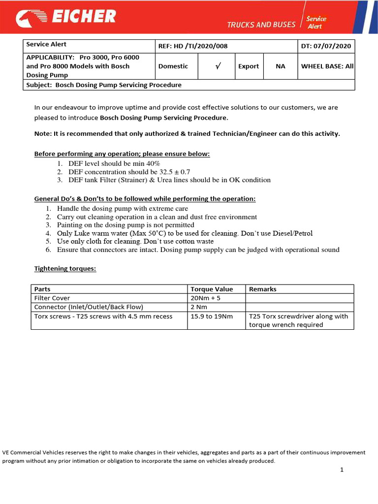 Bosch Dosing Pump Maintenance Guide | PDF | Pump | Valve