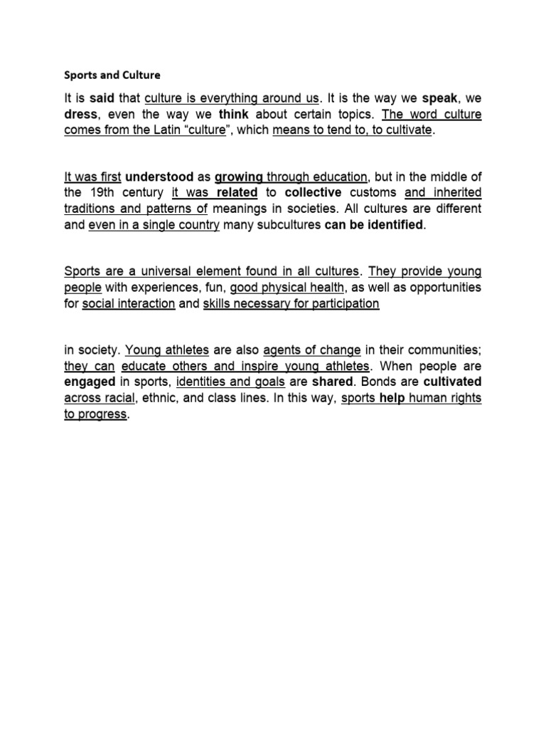 Lectura Sport and Culture | PDF