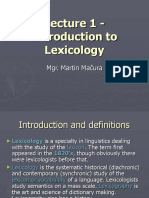 Lecture 1 - Introduction To Lexicology