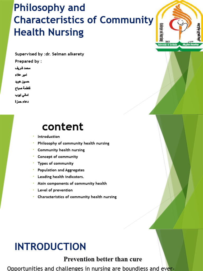 Philosophy and characteristics of community health nursing pdf