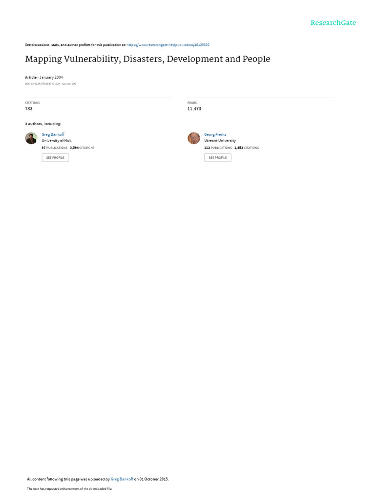 Mapping Vulnerability Disasters Development And Pe Download Free Pdf