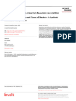 Asymétrie D'information Et Marchés Financiers: Une Synthèse de La Littérature Récente Asymmetric Information and Financial Markets: A Synthesis
