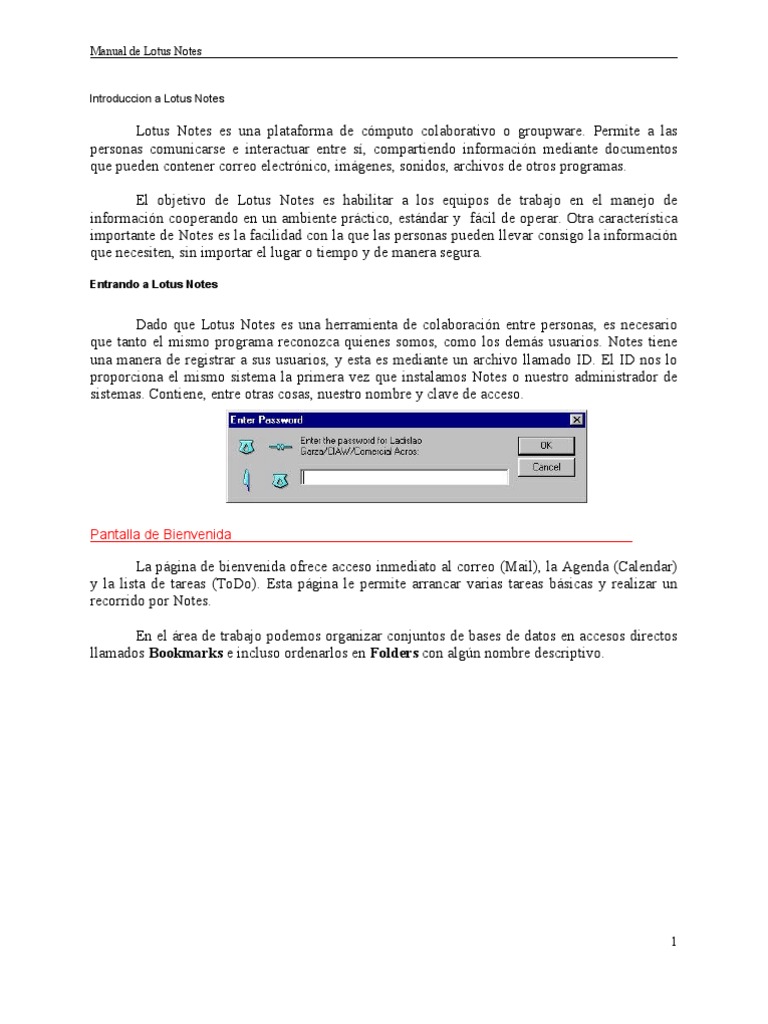Guía de Uso de Lotus Notes Mail | PDF | Correo electrónico | Notas de Ibm