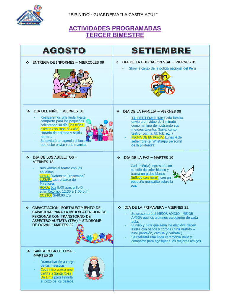 Actividades Programadas 3er Bimestre | PDF