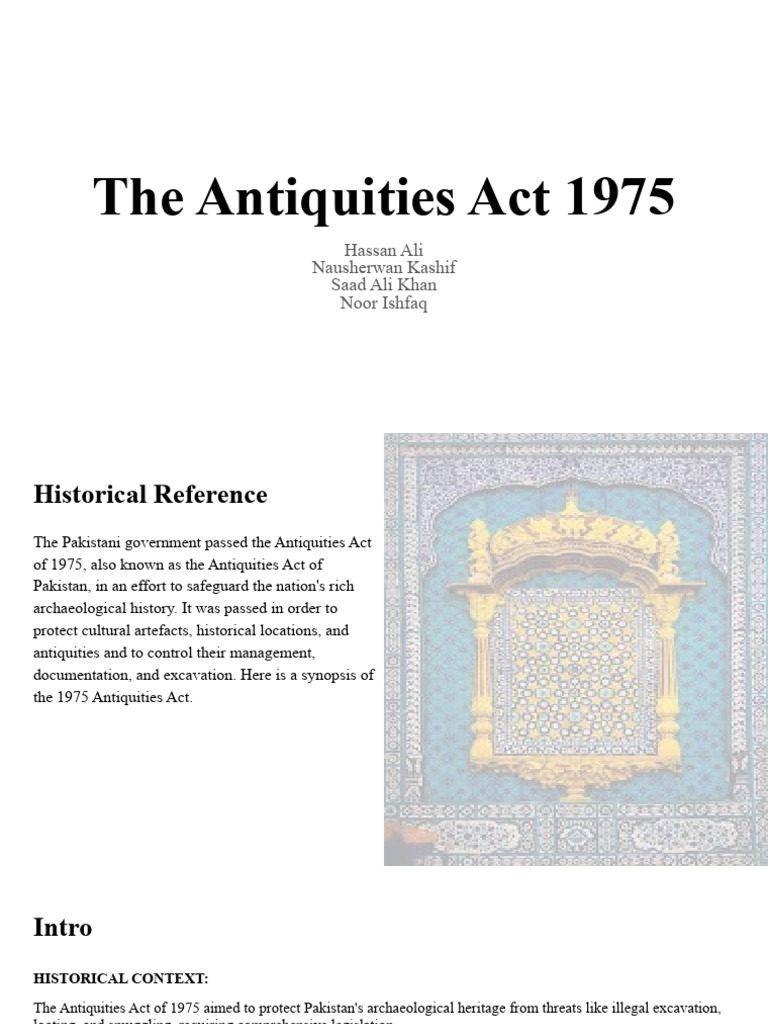 The Antiquities Act 1975 PDF Archaeology