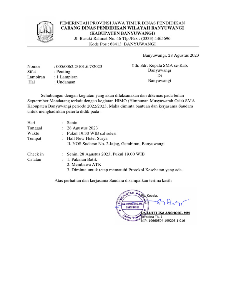 Surat Permohonan Izin Kegiatan | PDF