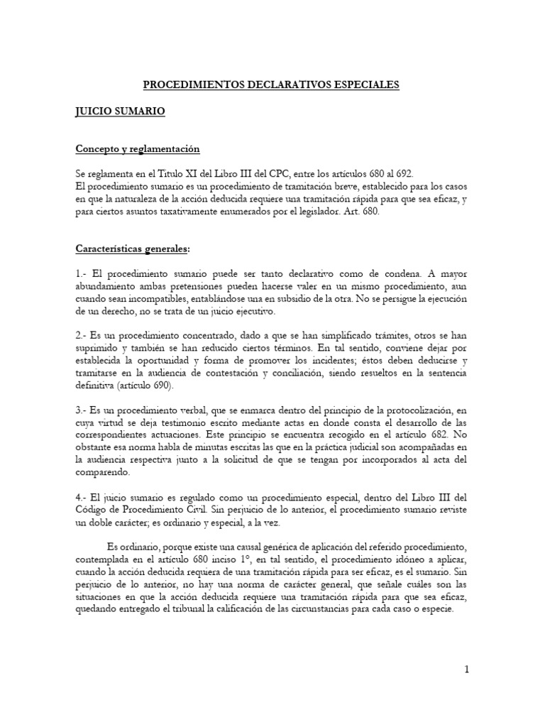 Procedimientos Declarativos Especiales | PDF | Sentencia (ley