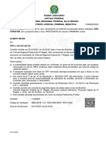 Poder Judiciário Justiça Federal Tribunal Regional Federal Da 6 Região Certidão Judicial Criminal Negativa