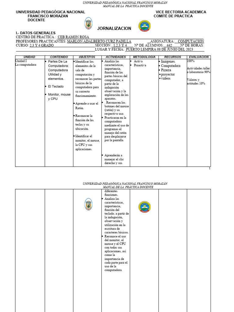 JORNALIZACION DE SUGUNDO GRADO 2023 PDF Microsoft Word Microsoft