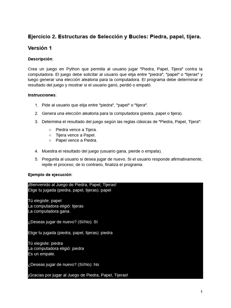 Juego de Piedra, Papel, Tijera en Python | PDF | Informática