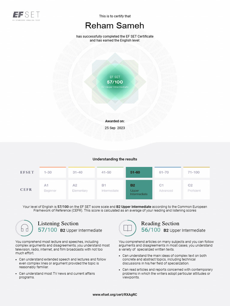 Ef set certificate pdf
