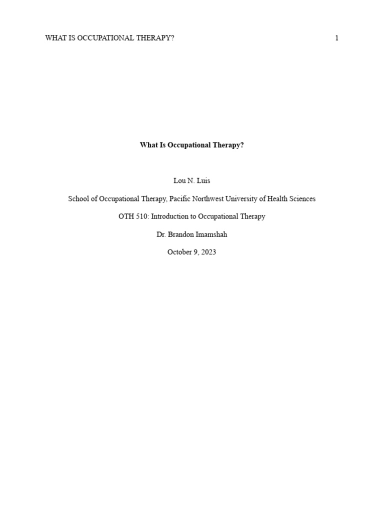 What Is Occupational Therapy | PDF | Occupational Therapy | Therapy