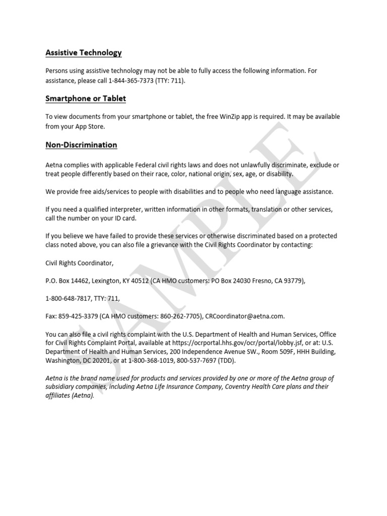 Sample Aetna PDF PDF Insurance Preventive Healthcare