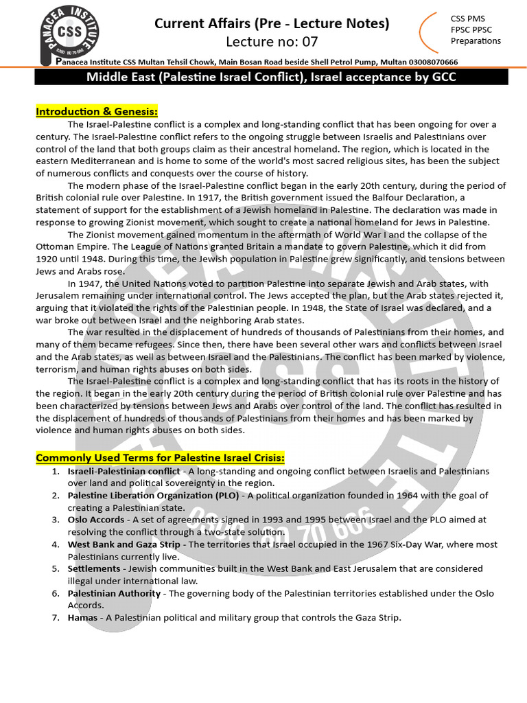 Palestine Israel Conflict | PDF | Israeli–Palestinian Conflict