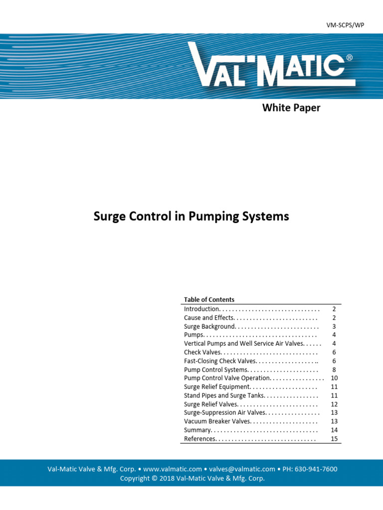 Surge Control in Pumping Systems: White Paper | PDF | Pump | Valve