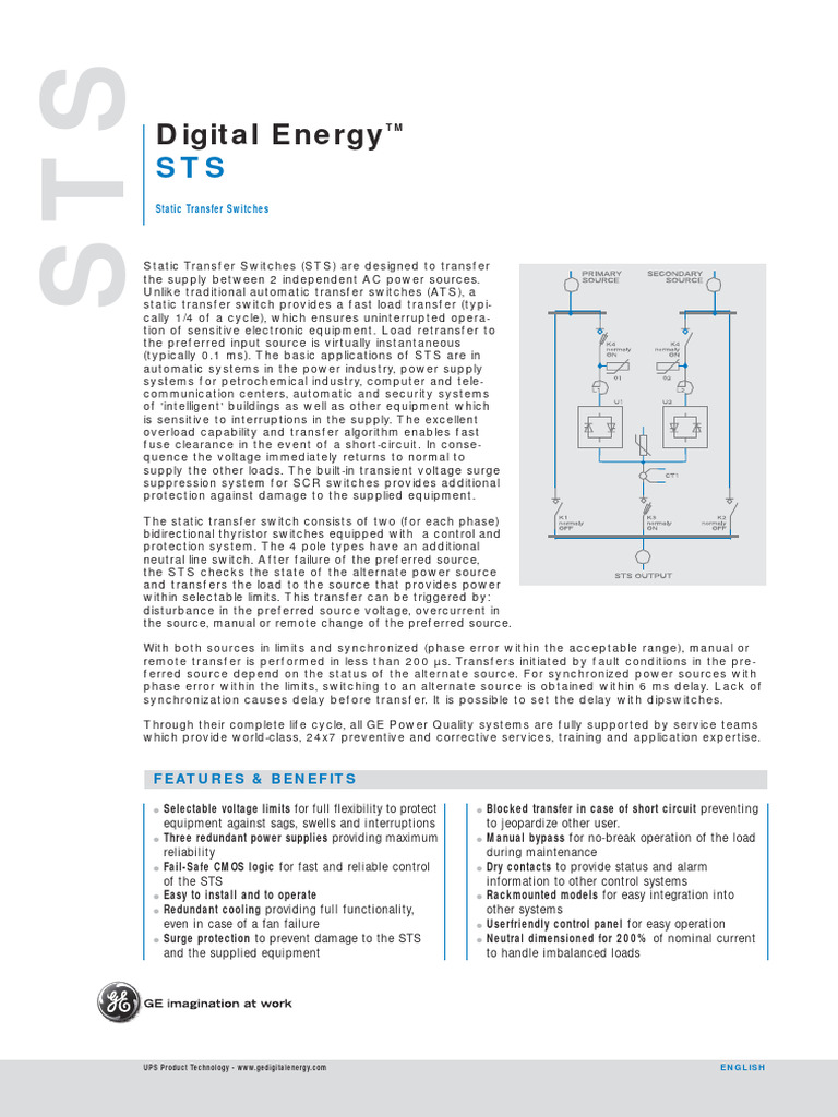 8261 A - STS english-STATIC TRANSFER SWITCH | PDF | Power Supply | Switch