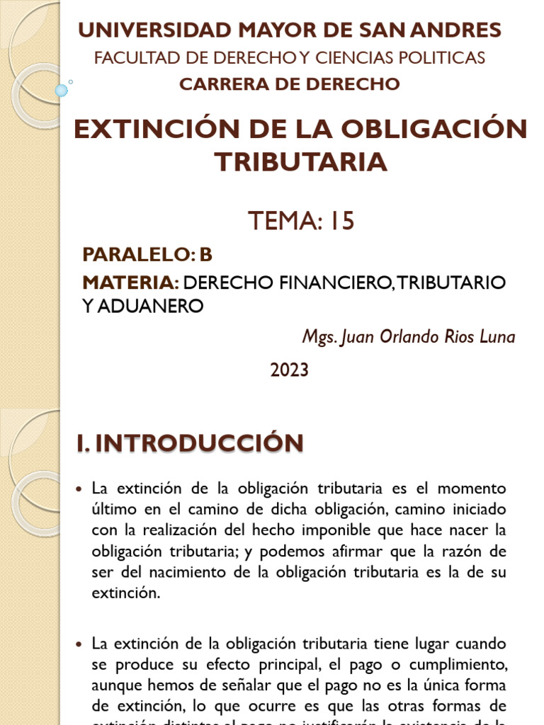 Extinción de Obligaciones Tributarias | PDF | Pagos | Estatuto de ...