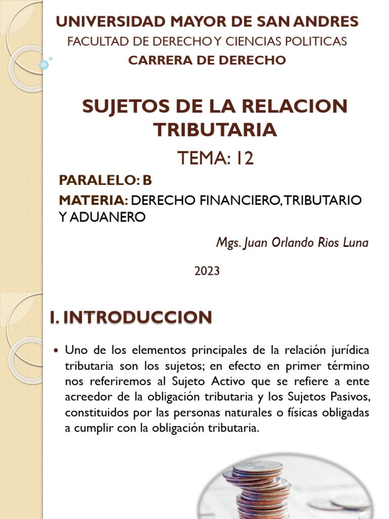 Sujetos de la Relación Tributaria | PDF | Pagos | Impuestos
