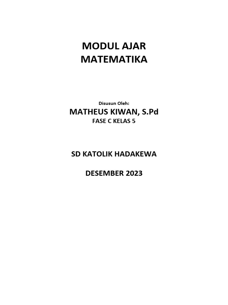 Modul Ajar Matematika Kelas 5 SD | PDF