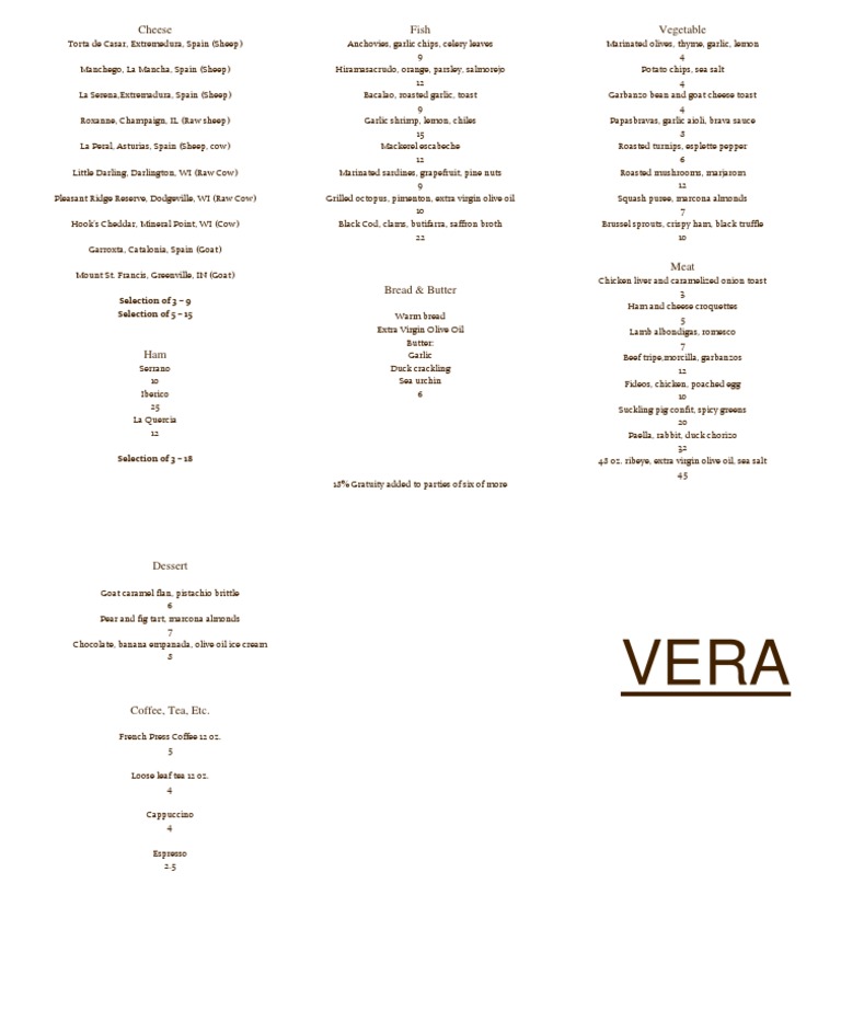 Vera Opening Menu | PDF