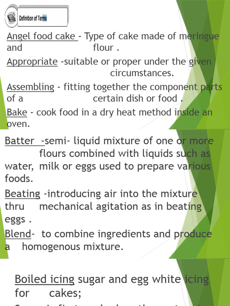 Definition of Terms Cake PDF Cakes Icing (Food)