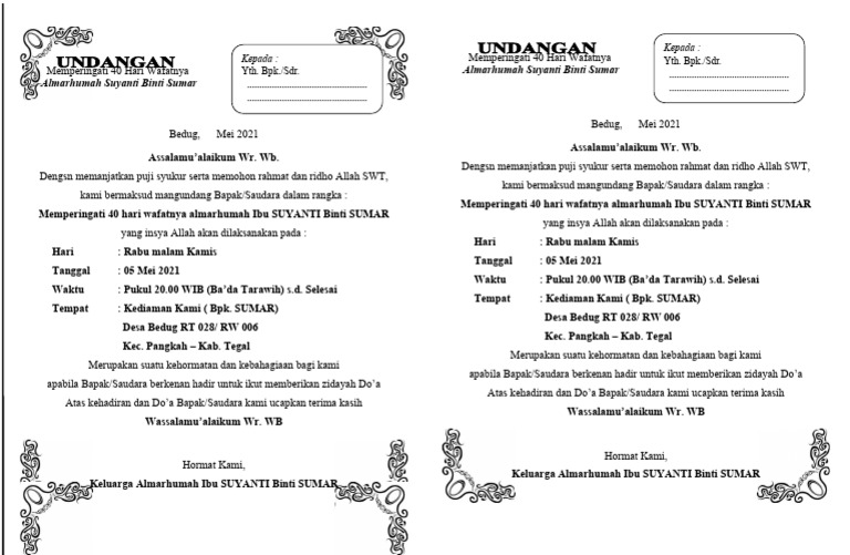 Undangan 40 Hari | PDF