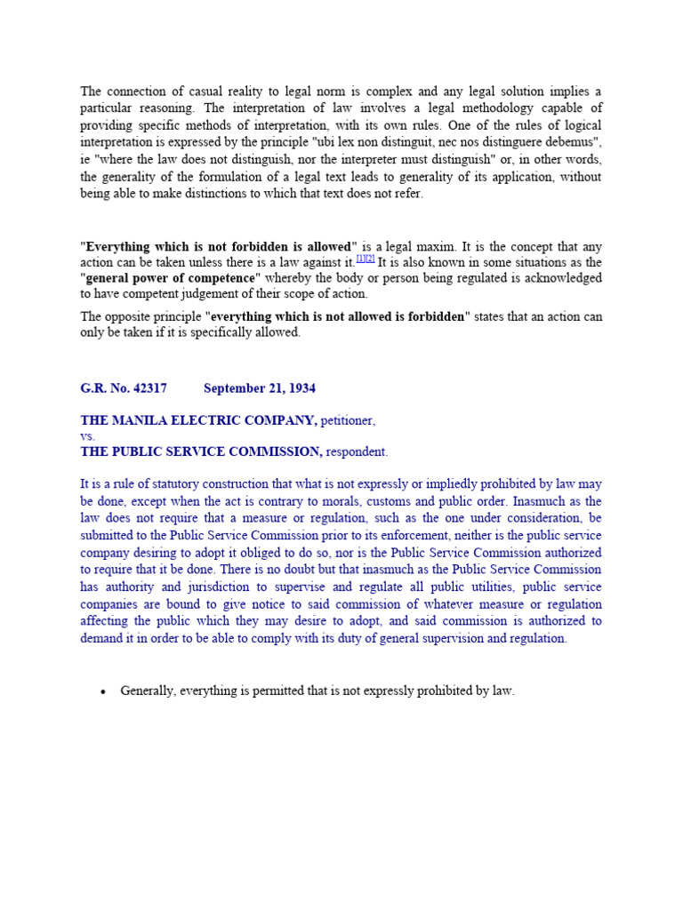 Legal Principle: What Is Not Forbidden | PDF