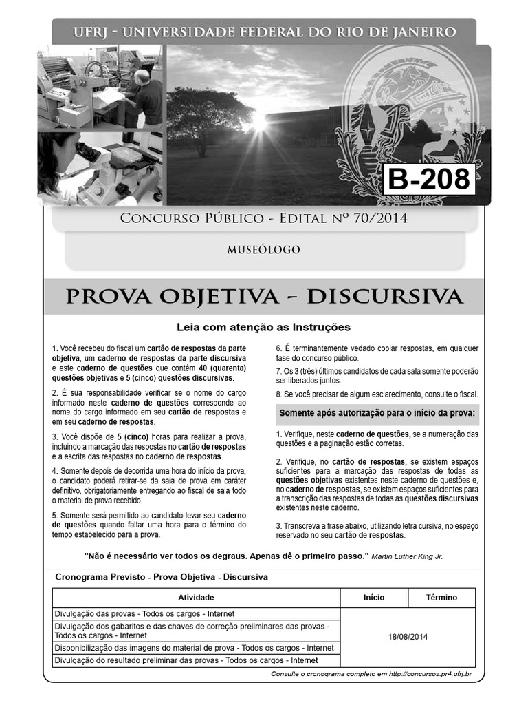Prova Objetiva - Discursiva: Concurso Público - Edital Nº 70/2014 | PDF ...