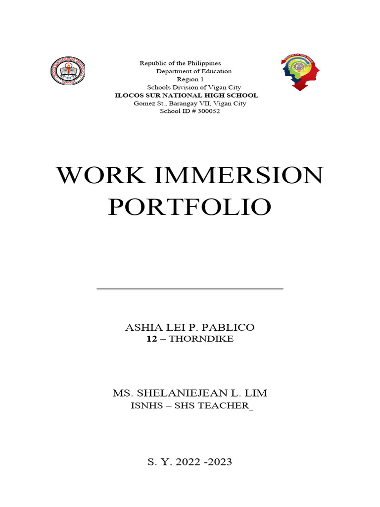 01 Title Page Work Immersion | PDF