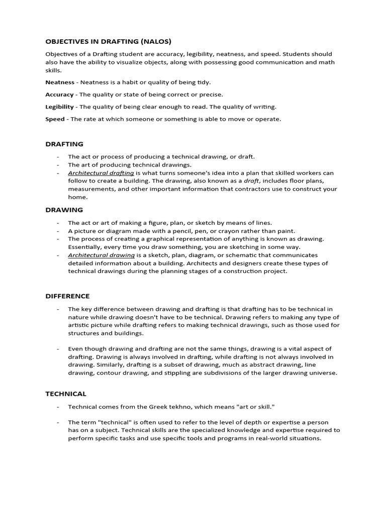 Objectives in Drafting PDF Technical Drawing Drawing