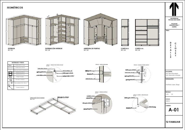 Planos y Detalles de Closet Familiar | PDF