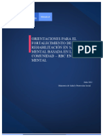 Orientaciones para El Fortalecimiento de La Rehabilitación en Salud Mental Basada en La Comunidad - RBC en Salud Mental