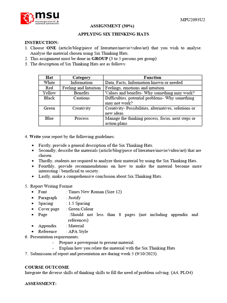 assignment guidelines pdf