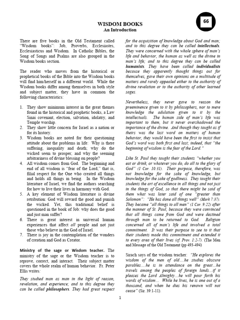 Part 66 Wisdom Books An Intro Apr 2012 Tbp2 | PDF | Book Of Proverbs ...