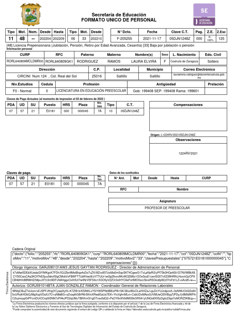 Plantilla De Personal Sep
