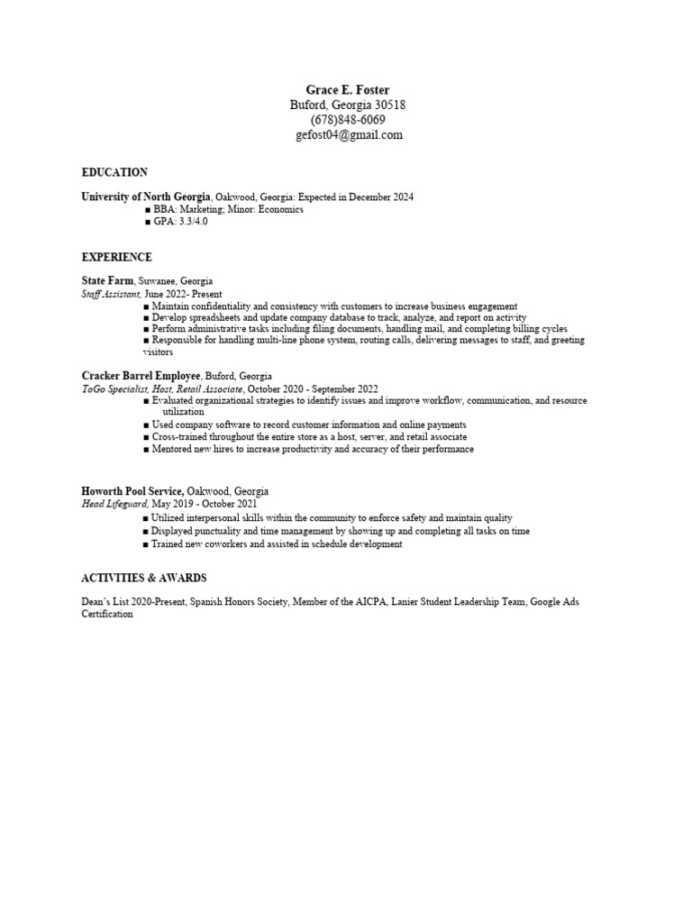Grace Foster Revised Resume PDF