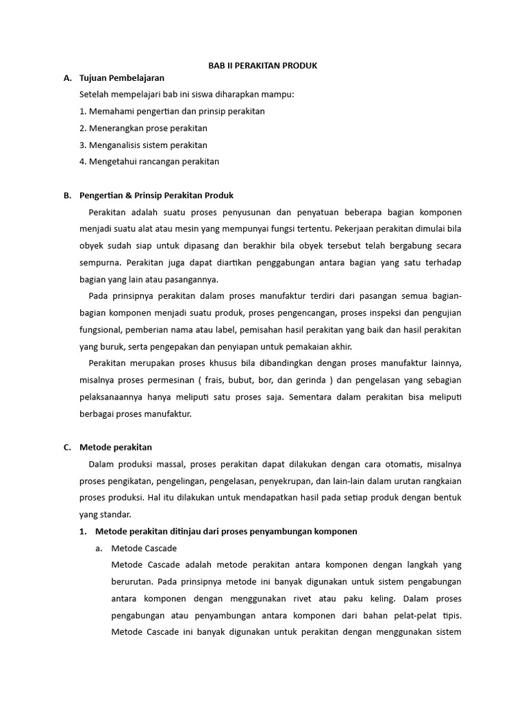 Metode dan Prinsip Perakitan Produk | PDF