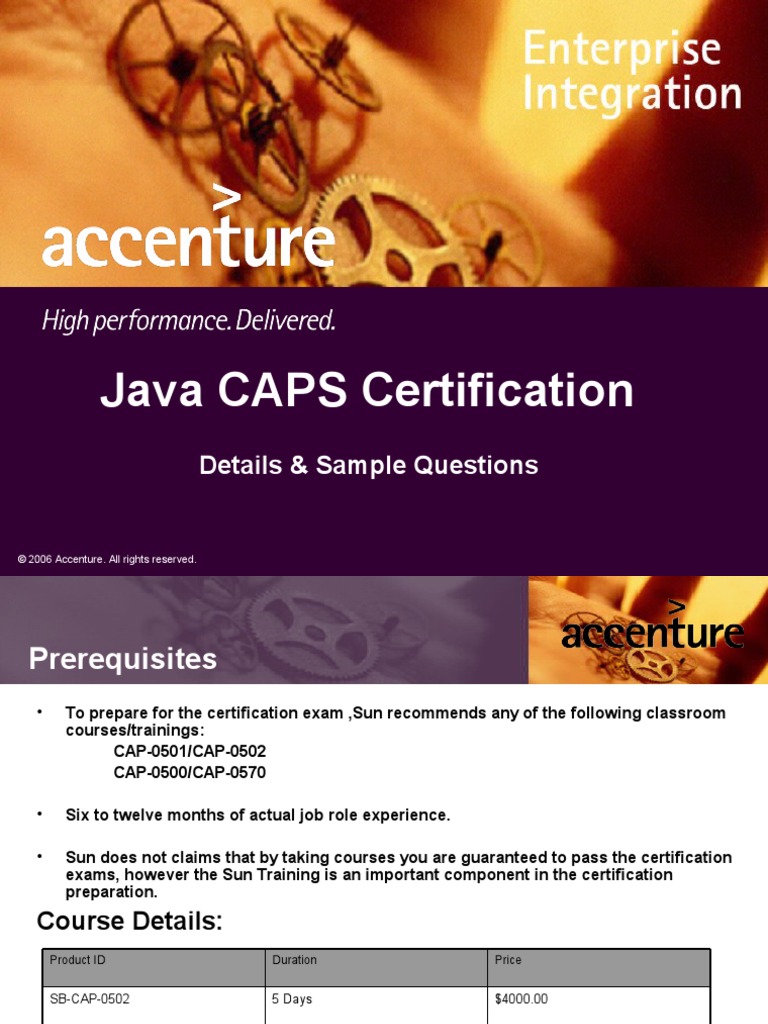 Java CAPS Certification: Details & Sample Questions | PDF | Oracle ...
