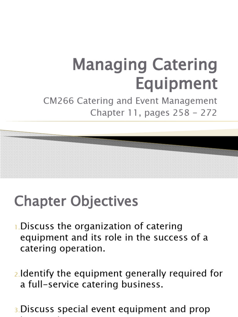 Managing Catering Equipment Essentials | PDF | Dishwasher | Foodservice