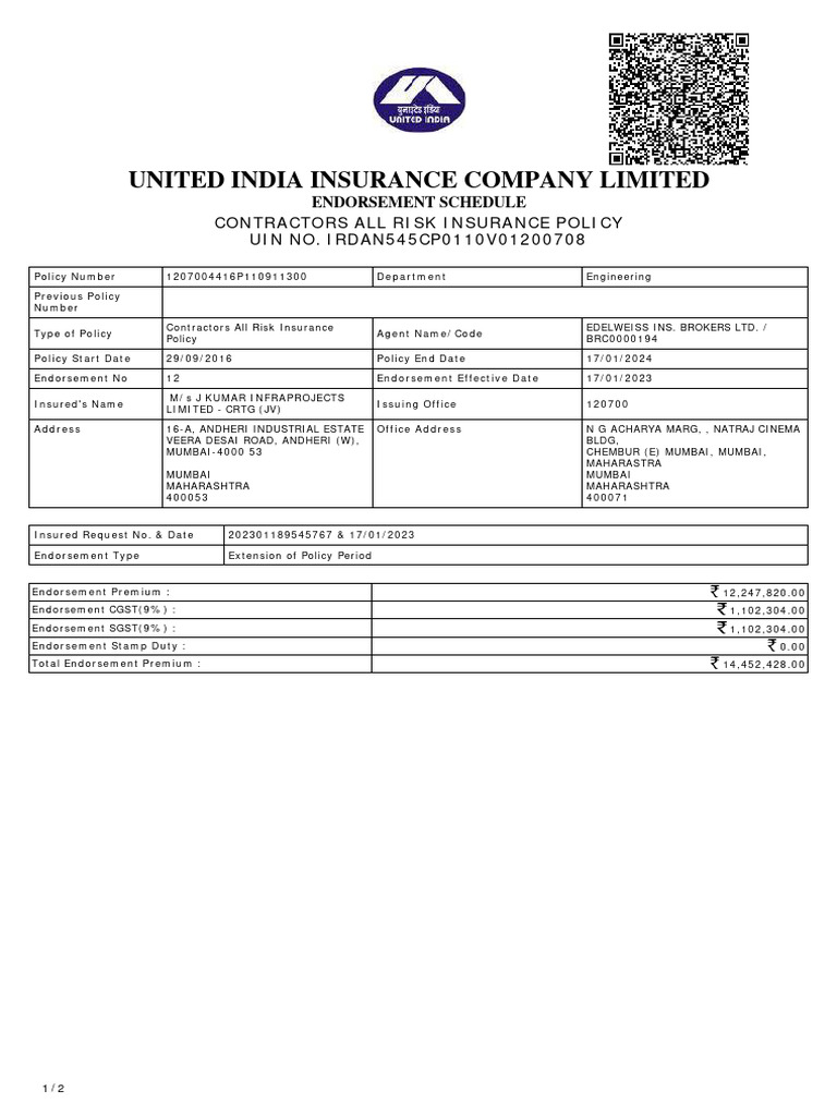 CAR Policy Package 6 Validity 17012024 PDF Insurance Underwriting