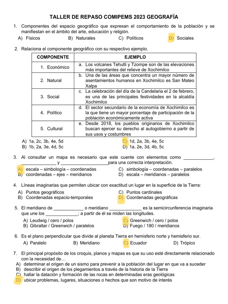 Taller de Geografía COMIPEMS 2023 | PDF | Zona económica exclusiva ...