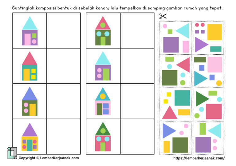 Komposisi Bentuk - Gunting Tempel - Rumah | PDF